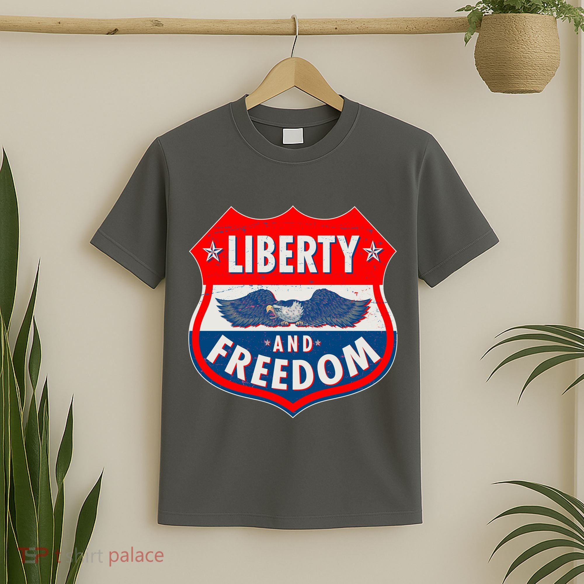 Liberty And Freedom US Eagle Road Sign T-Shirt