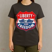 Liberty And Freedom US Eagle Road Sign T-Shirt thumb 4