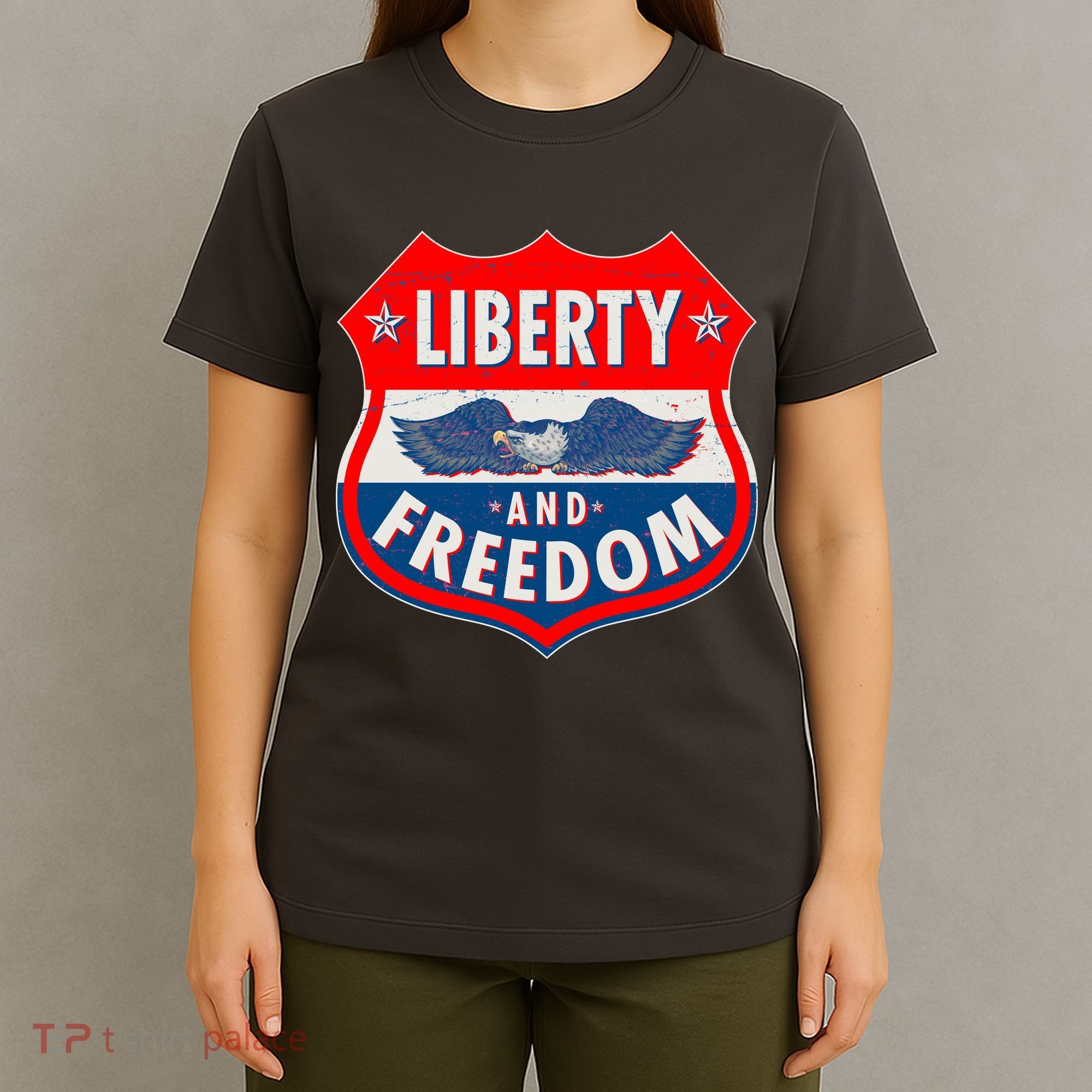 Liberty And Freedom US Eagle Road Sign T-Shirt