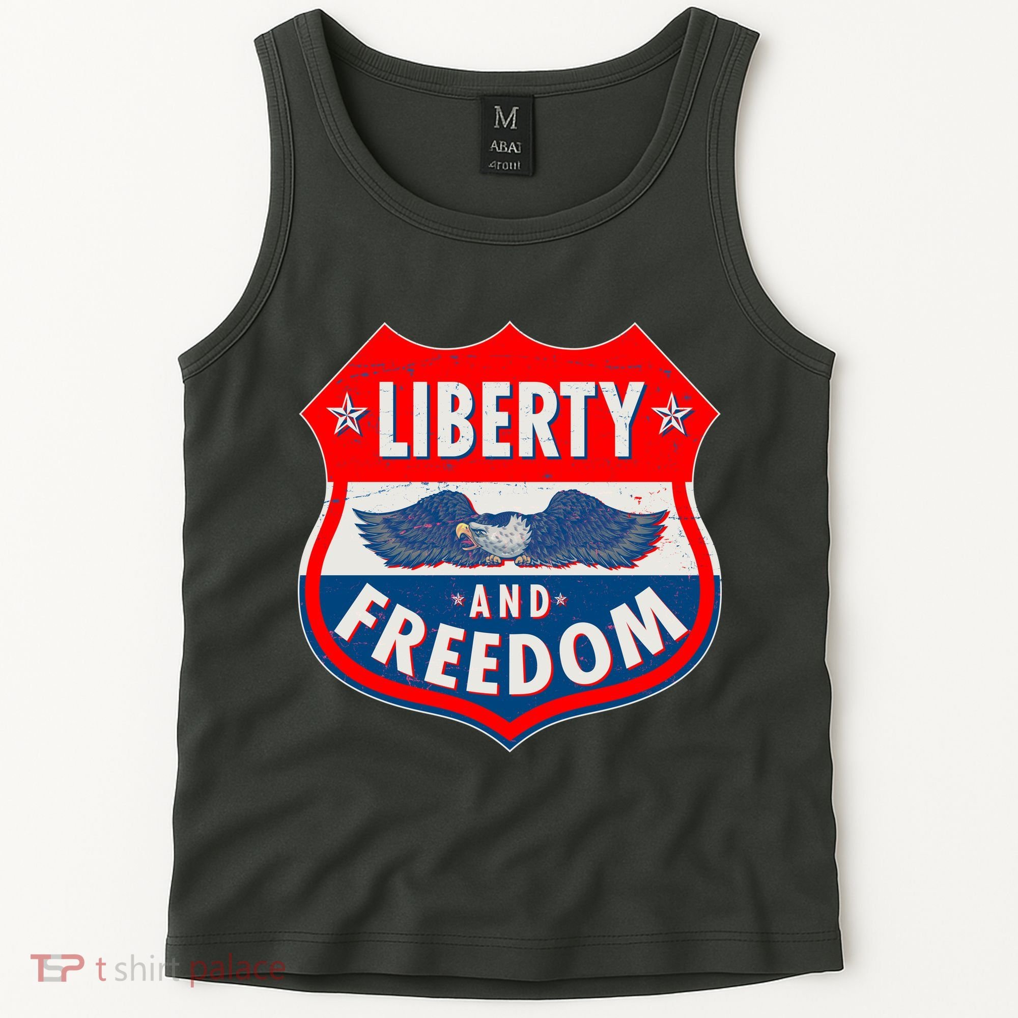 Liberty And Freedom US Eagle Road Sign Tank Top