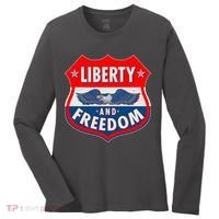 Liberty And Freedom US Eagle Road Sign Women's Long Sleeve Shirt thumb 0