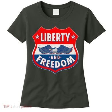 Liberty And Freedom US Eagle Road Sign Women's T-Shirt