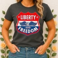 Liberty And Freedom US Eagle Road Sign Women's T-Shirt thumb 2
