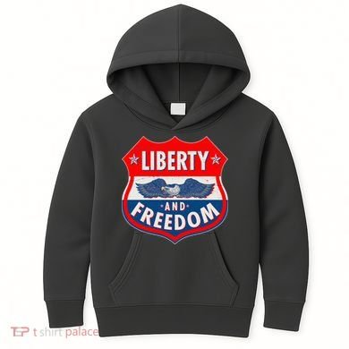 Liberty And Freedom US Eagle Road Sign Kids Hoodie