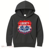 Liberty And Freedom US Eagle Road Sign Kids Hoodie thumb 0