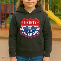 Liberty And Freedom US Eagle Road Sign Kids Hoodie thumb 3