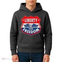 Liberty And Freedom US Eagle Road Sign Kids Hoodie thumb 4