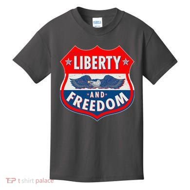 Liberty And Freedom US Eagle Road Sign Kids T-Shirt