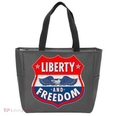 Liberty And Freedom US Eagle Road Sign Tote Bag