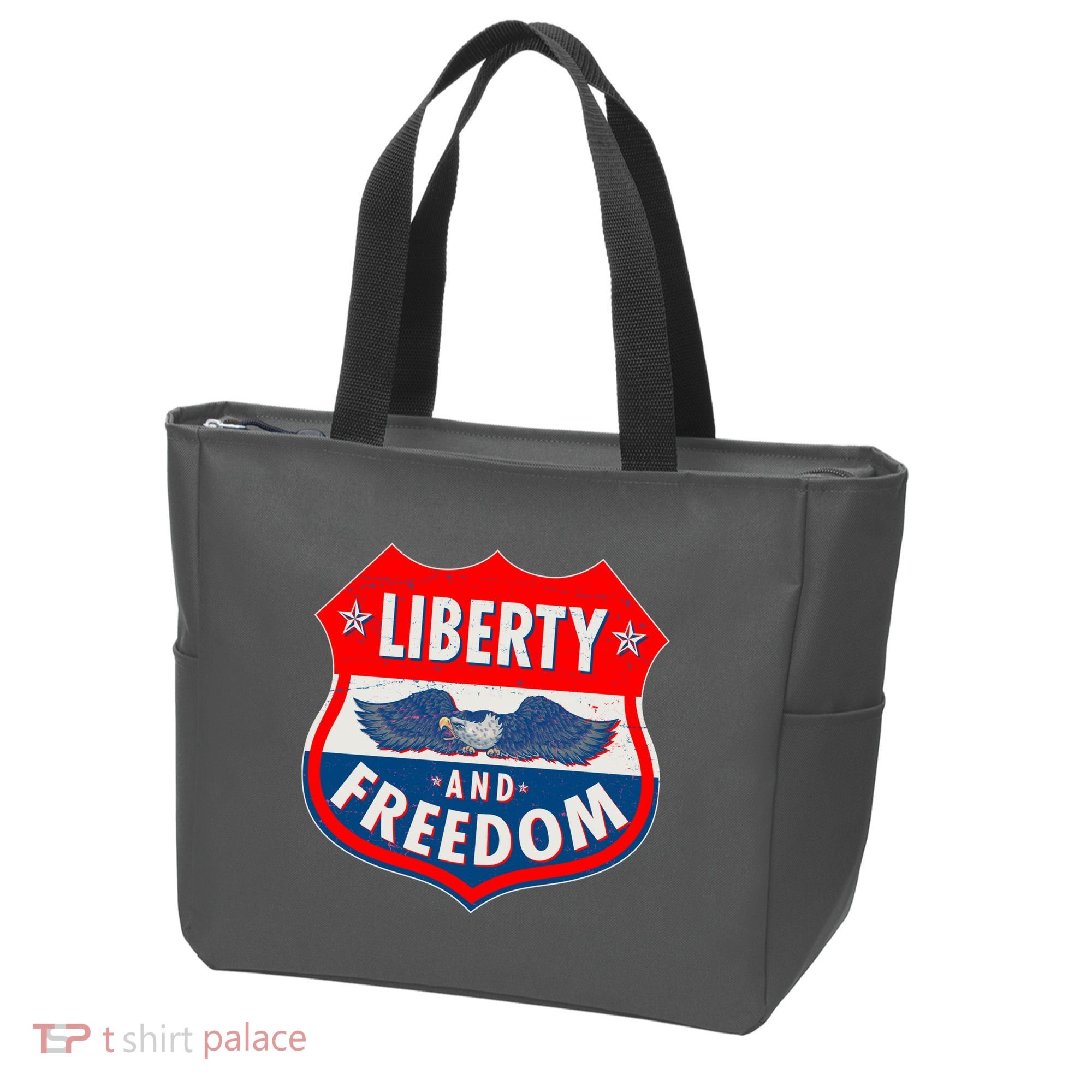 Liberty And Freedom US Eagle Road Sign Tote Bag