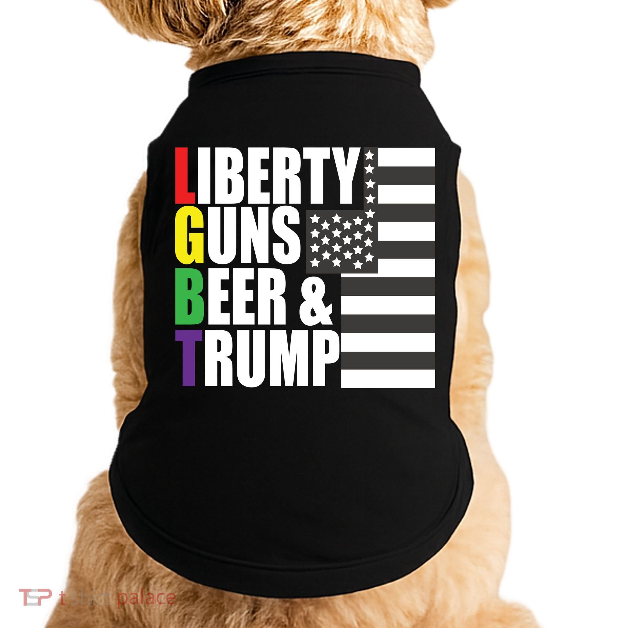 Liberty Guns Beer Trump LGBT Flag Doggie Tank