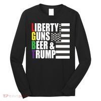 Liberty Guns Beer Trump LGBT Flag Long Sleeve Shirt thumb 0