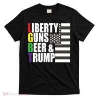 Liberty Guns Beer Trump LGBT Flag T-Shirt thumb 0