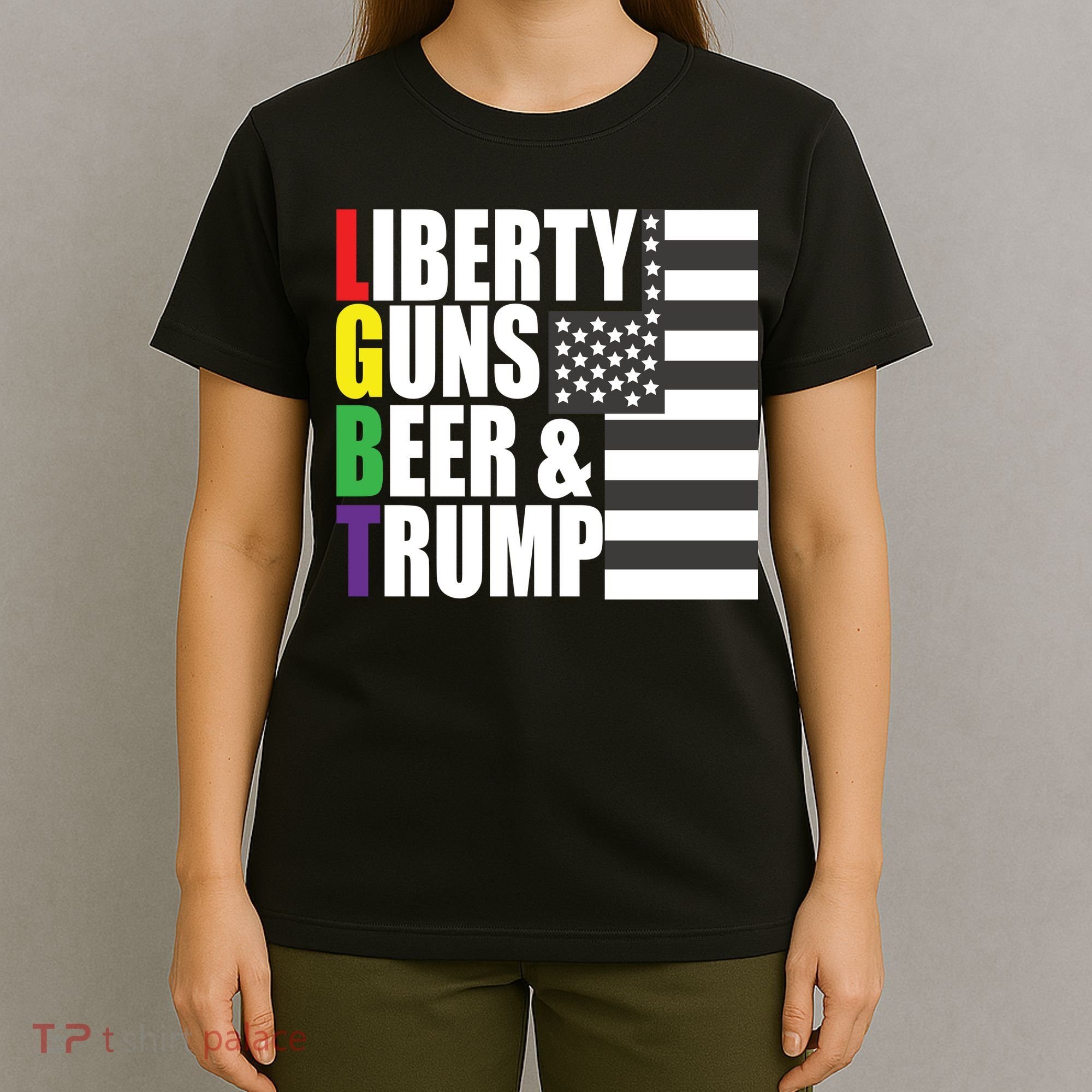 Liberty Guns Beer Trump LGBT Flag T-Shirt