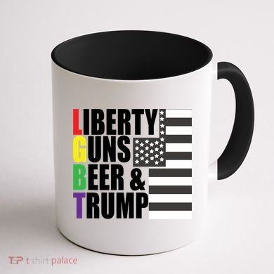 Liberty Guns Beer Trump LGBT Flag Coffee Mug back