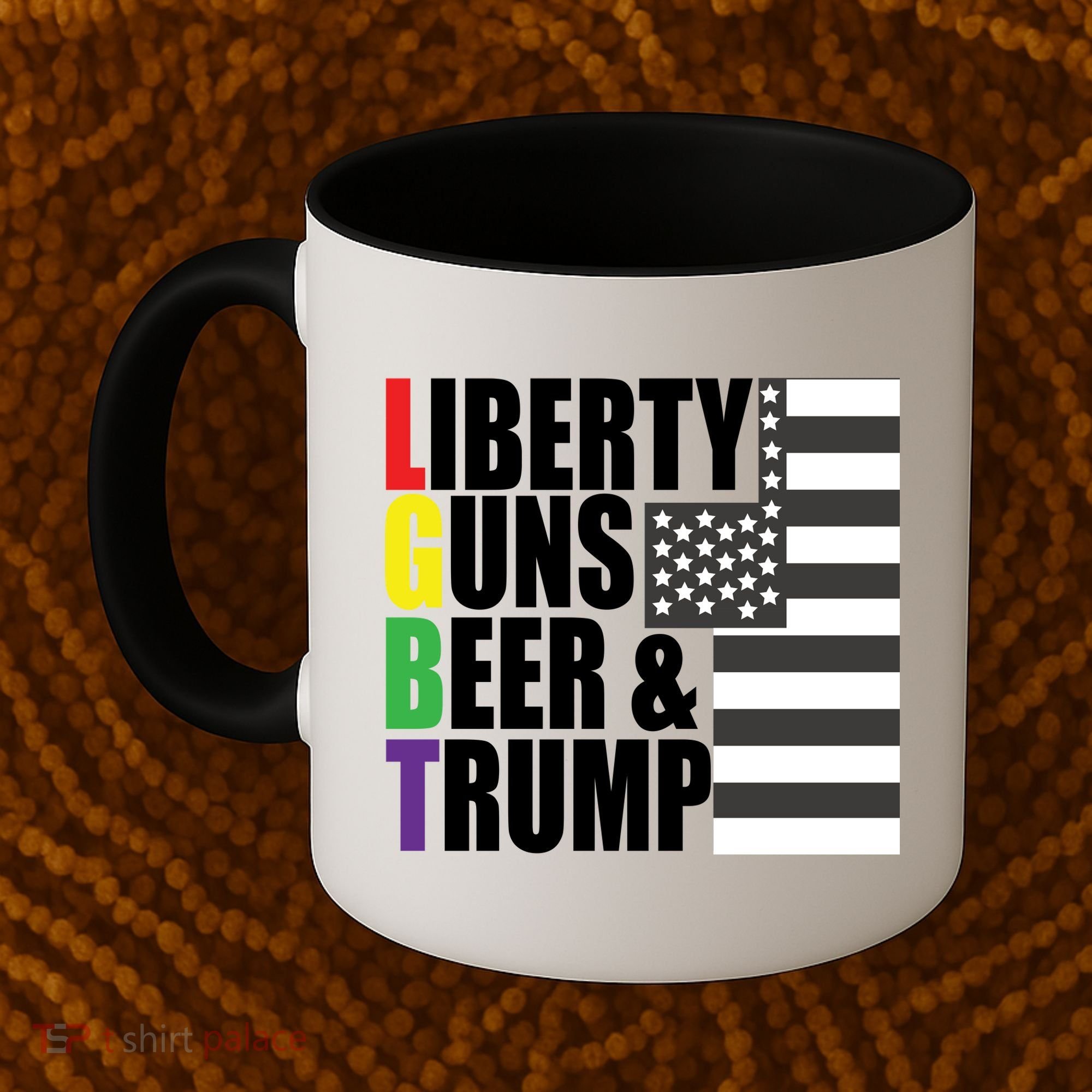 Liberty Guns Beer Trump LGBT Flag Coffee Mug