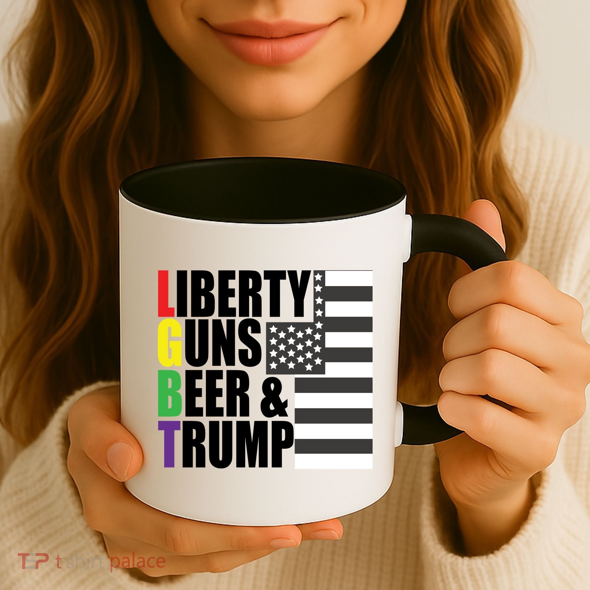 Liberty Guns Beer Trump LGBT Flag Coffee Mug