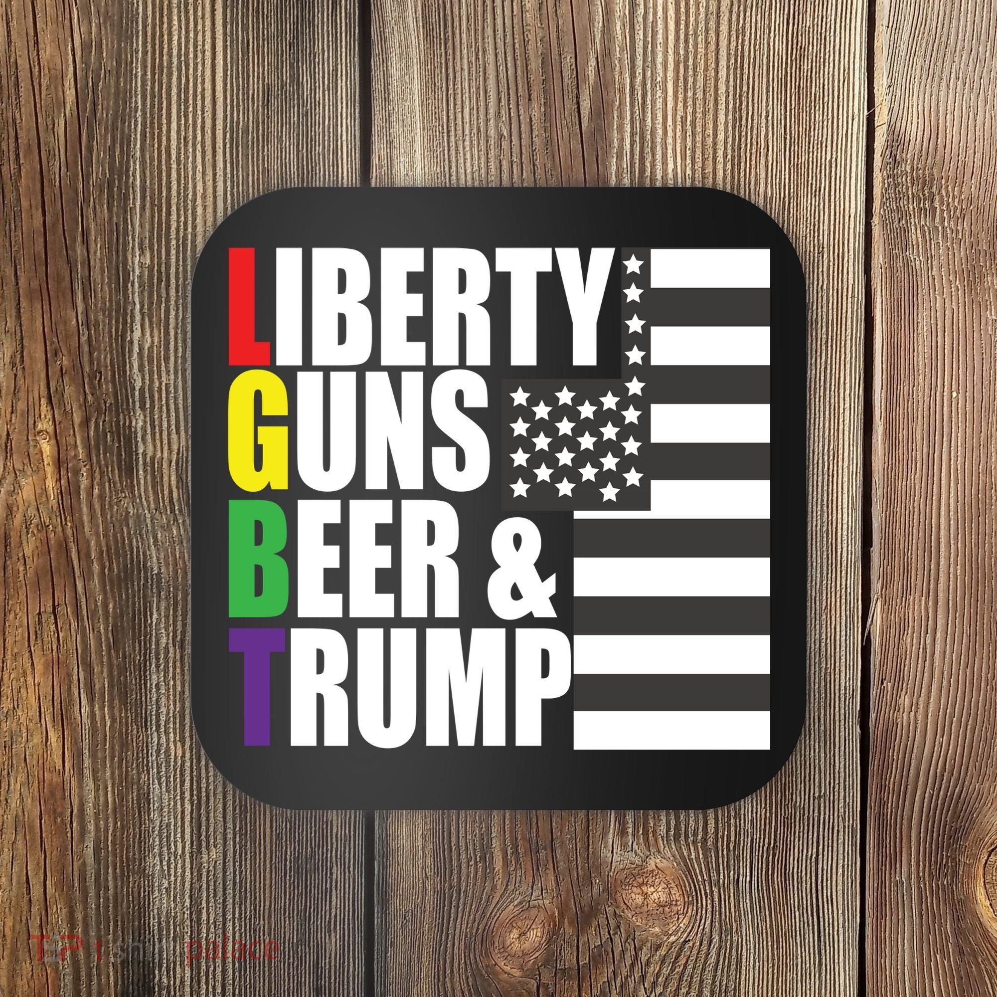Liberty Guns Beer Trump LGBT Flag Coaster