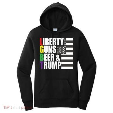 Liberty Guns Beer Trump LGBT Flag Women's Hoodie