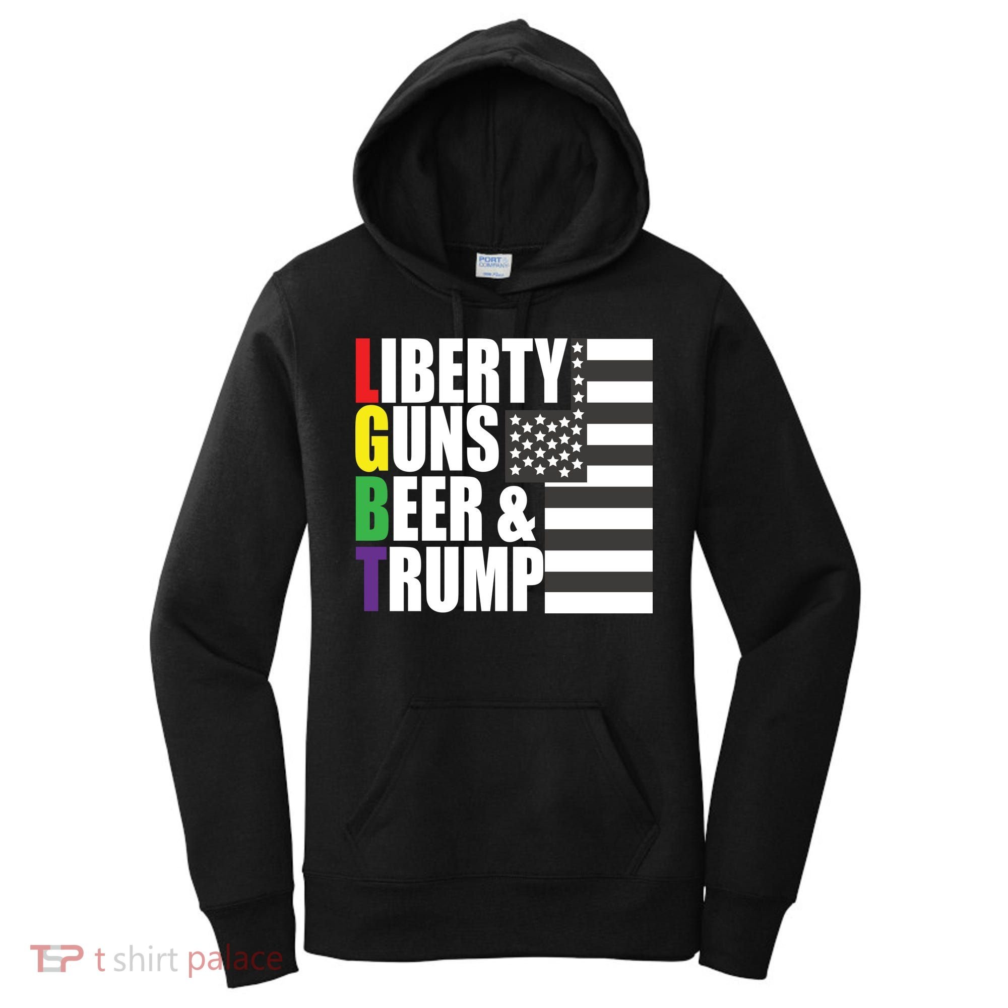 Liberty Guns Beer Trump LGBT Flag Women's Hoodie