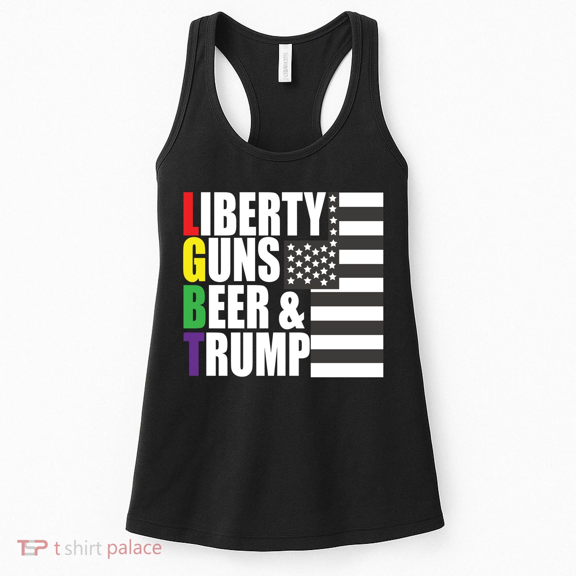 Liberty Guns Beer Trump LGBT Flag Women's Tank Top