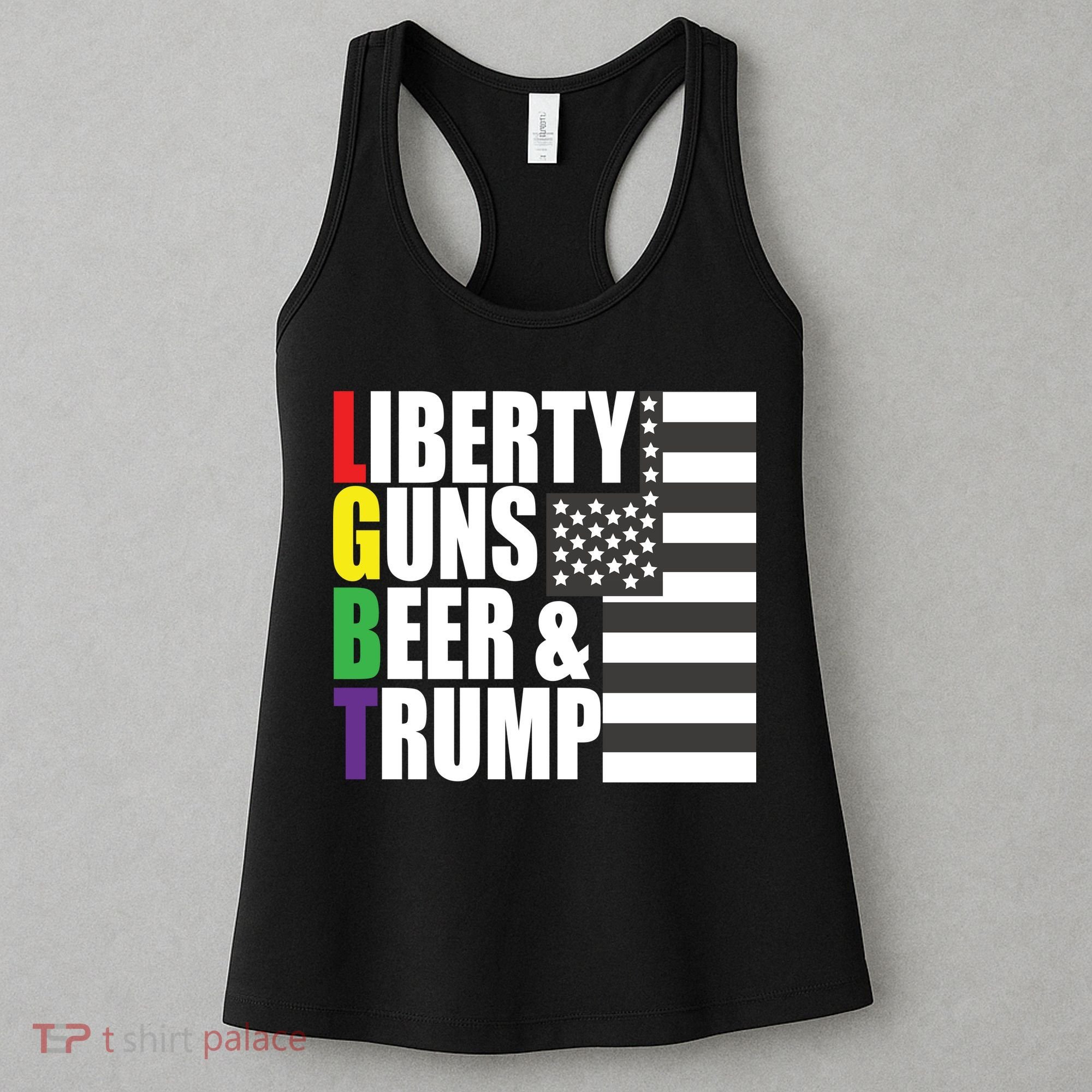 Liberty Guns Beer Trump LGBT Flag Women's Tank Top