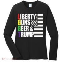 Liberty Guns Beer Trump LGBT Flag Women's Long Sleeve Shirt thumb 0
