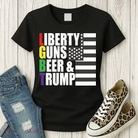 Liberty Guns Beer Trump LGBT Flag Women's T-Shirt thumb 3