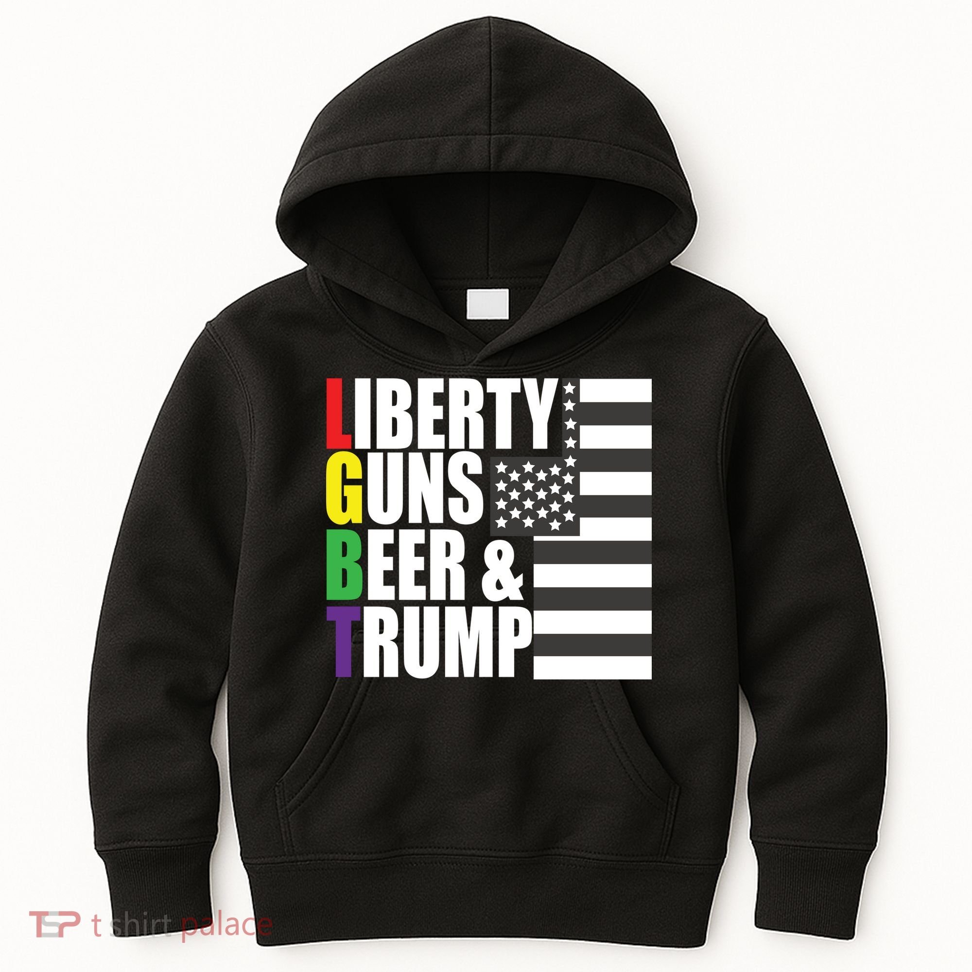 Liberty Guns Beer Trump LGBT Flag Kids Hoodie