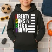 Liberty Guns Beer Trump LGBT Flag Kids Hoodie thumb 2