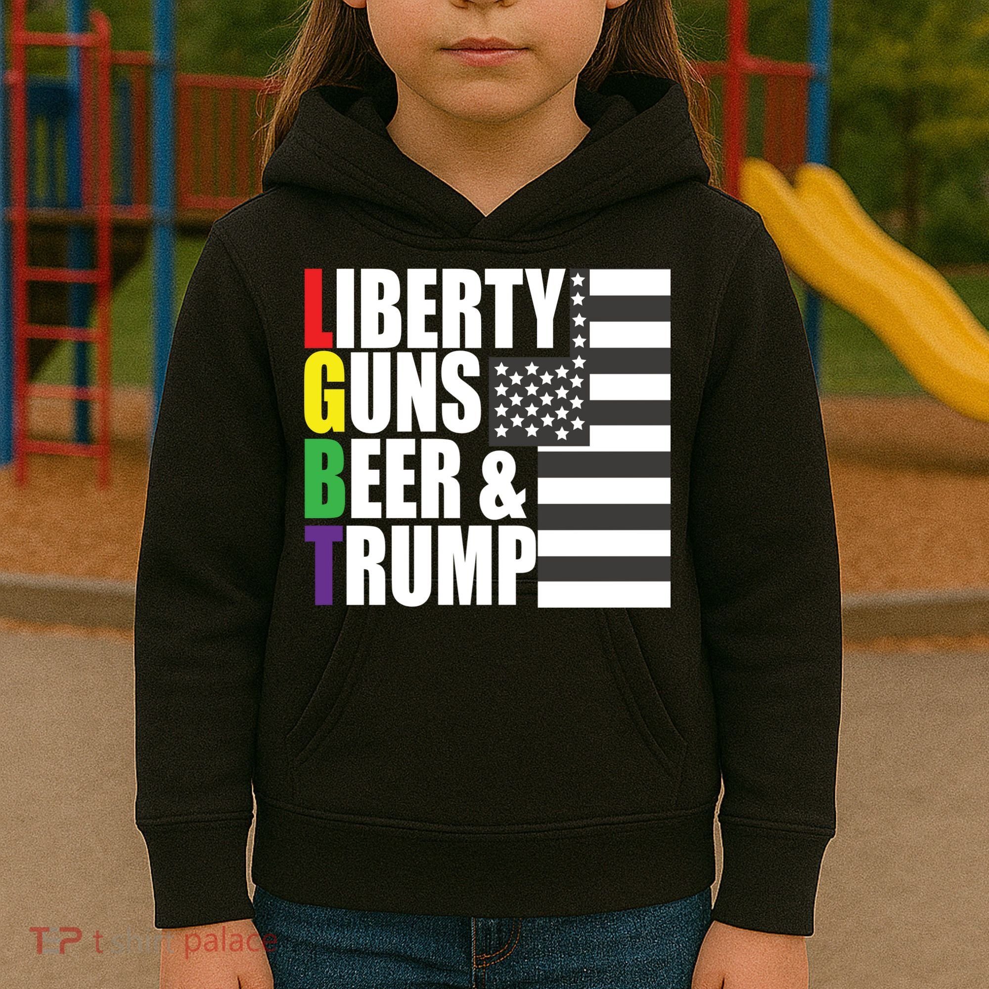 Liberty Guns Beer Trump LGBT Flag Kids Hoodie