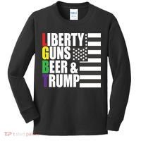 Liberty Guns Beer Trump LGBT Flag Kids Long Sleeve Shirt thumb 0