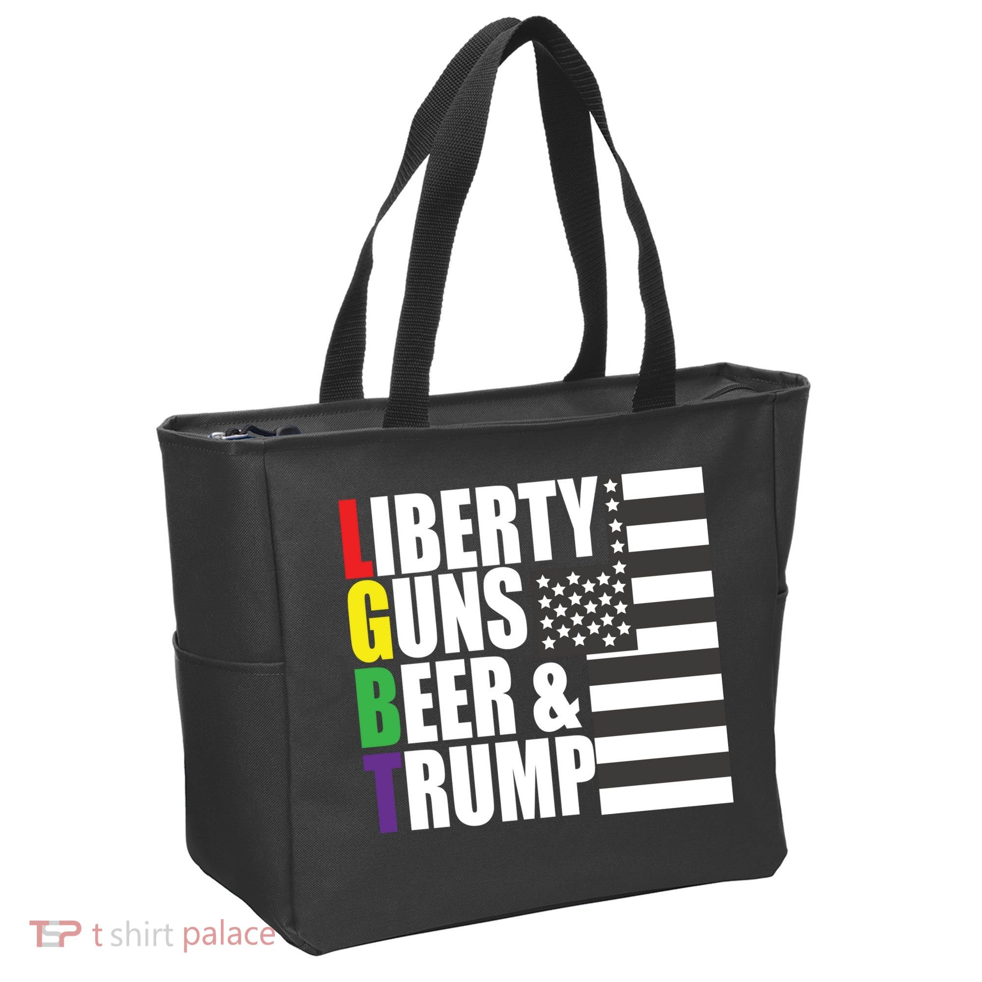 Liberty Guns Beer Trump LGBT Flag Tote Bag