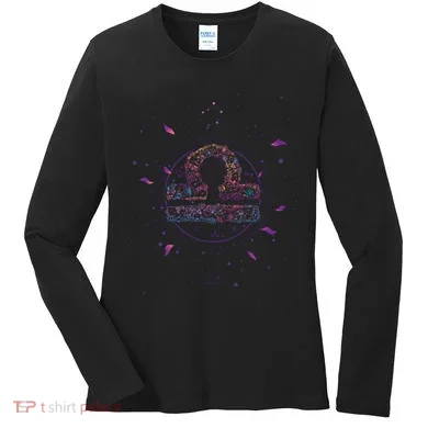 Libra Floral Zodiac Women's Long Sleeve Shirt