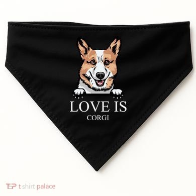 Love Is Corgi Dog USA-Made Doggie Bandana