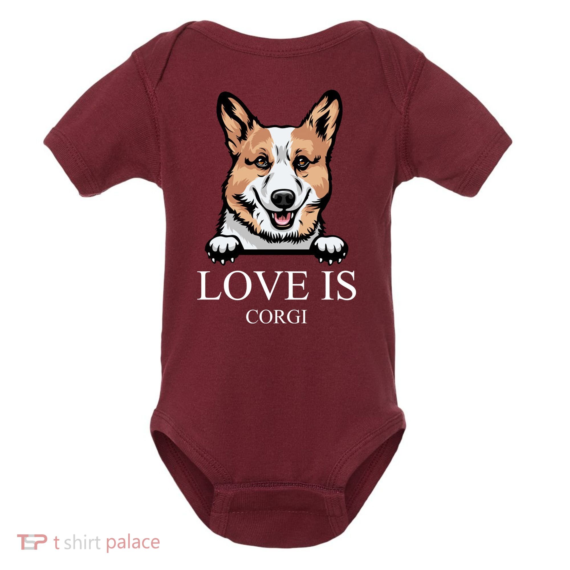 Love Is Corgi Dog Baby Bodysuit