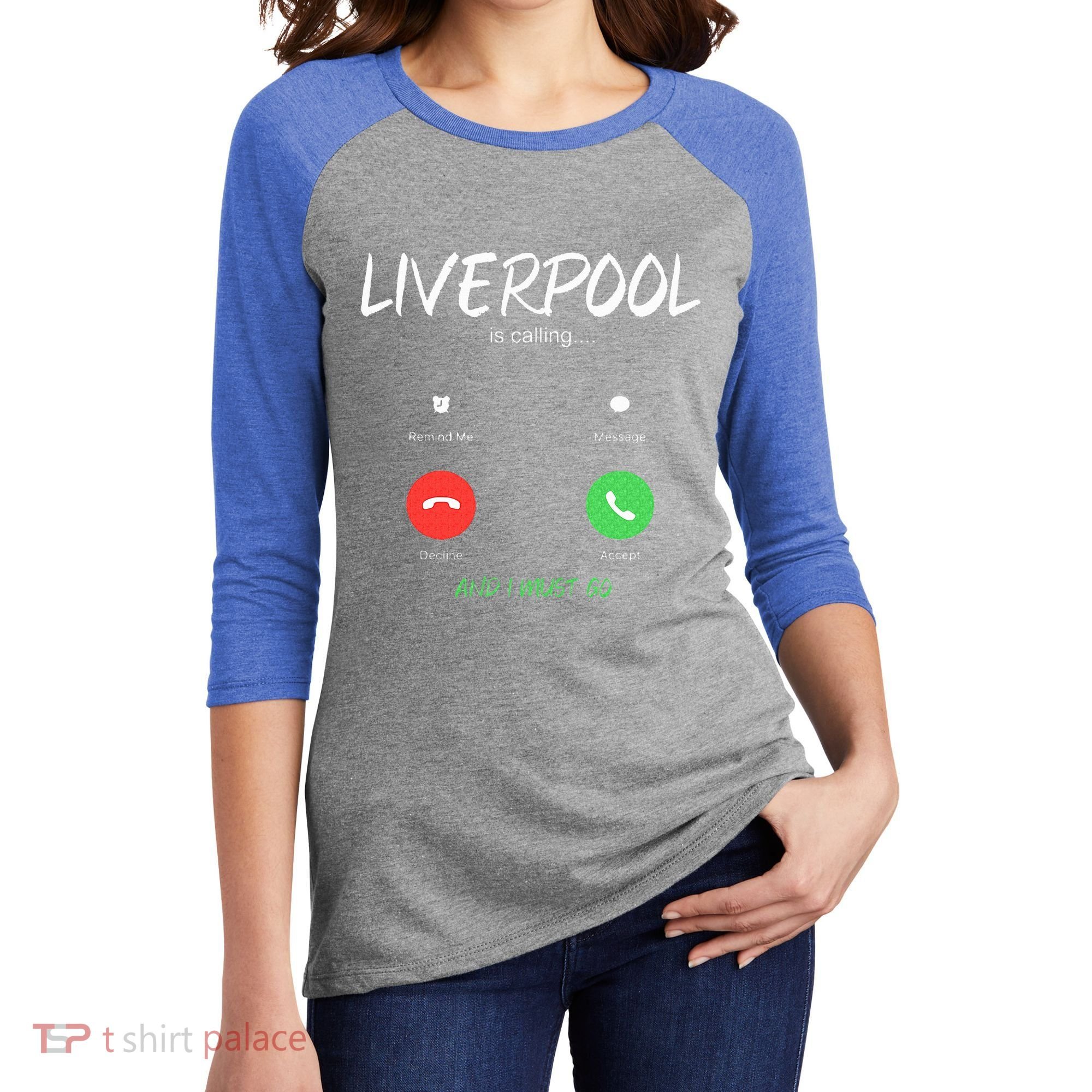 Liverpool Is Calling And I Must Go England Traveling  Women's Tri-Blend 3/4-Sleeve Raglan Shirt