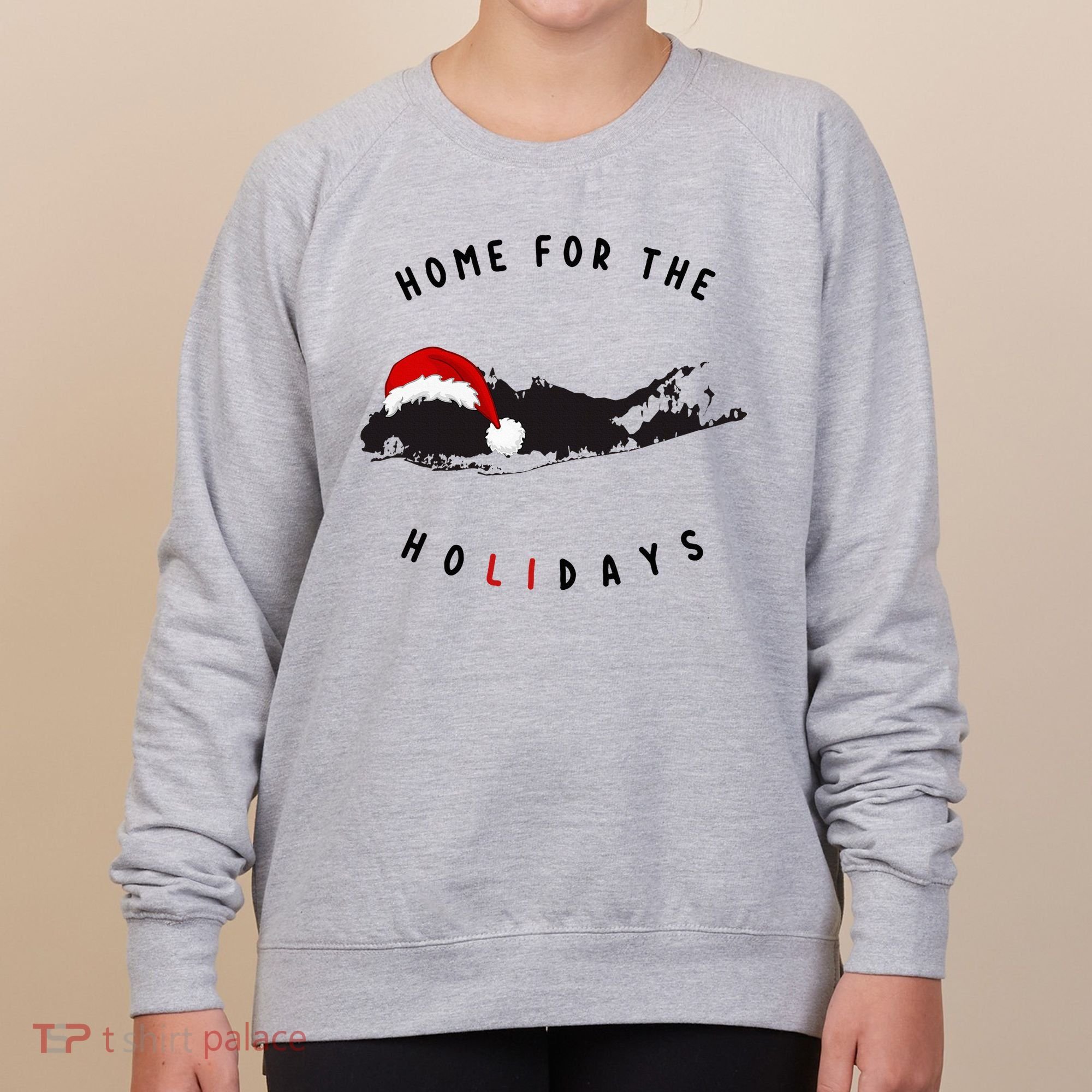 Long Island Christmas Long Island Map With Santa Hat Women's Sweatshirt