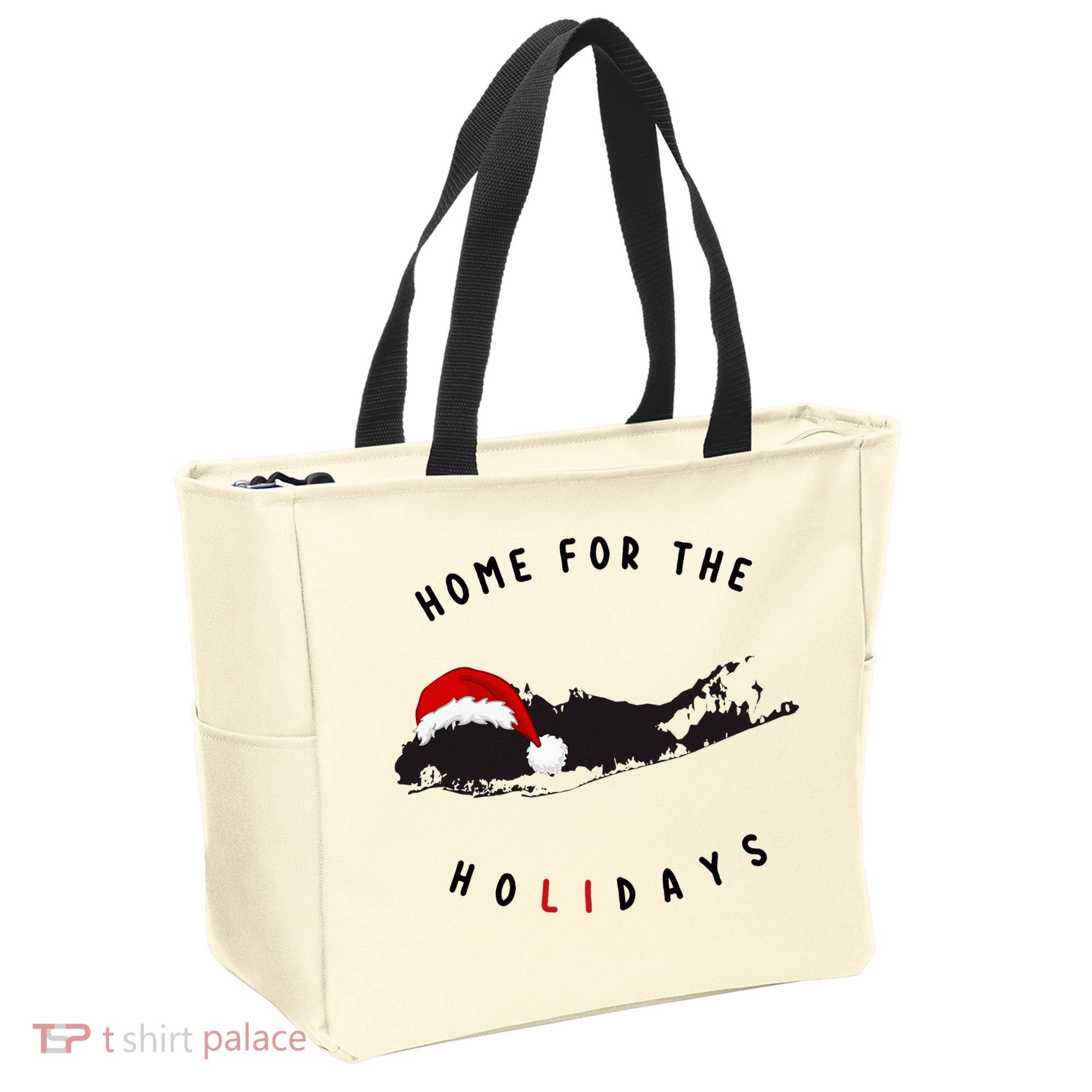 Long Island Christmas Long Island Map With Santa Hat Tote Bag