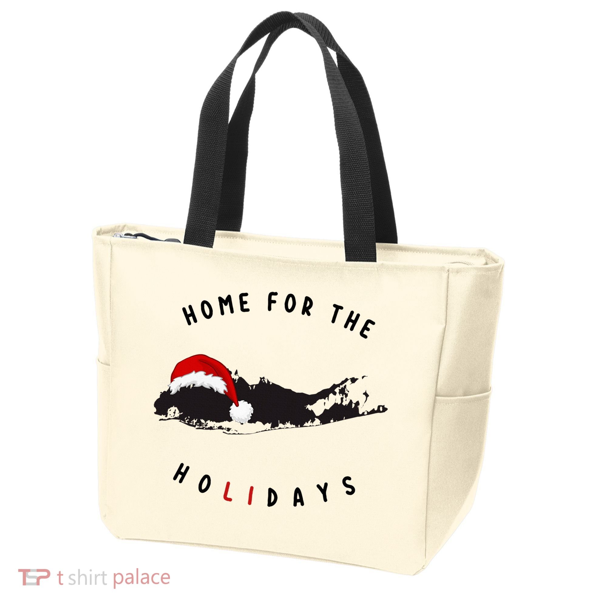 Long Island Christmas Long Island Map With Santa Hat Tote Bag