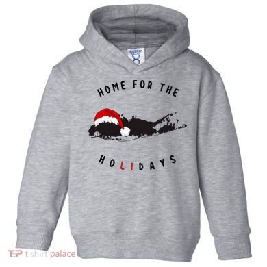 Long Island Christmas Long Island Map With Santa Hat Toddler Hoodie