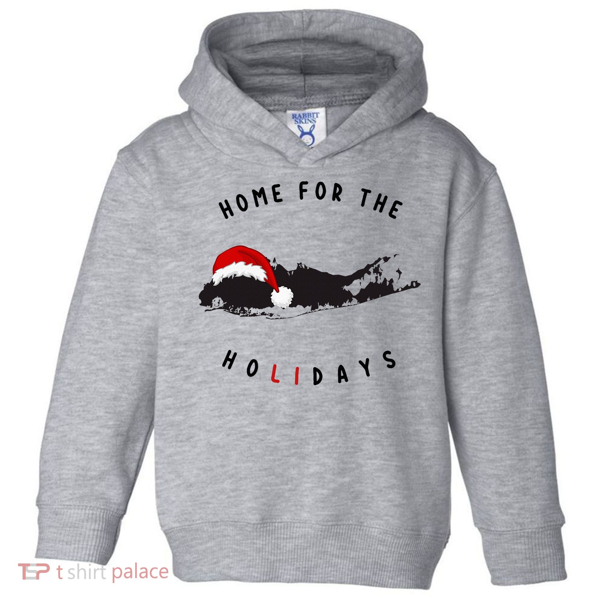 Long Island Christmas Long Island Map With Santa Hat Toddler Hoodie