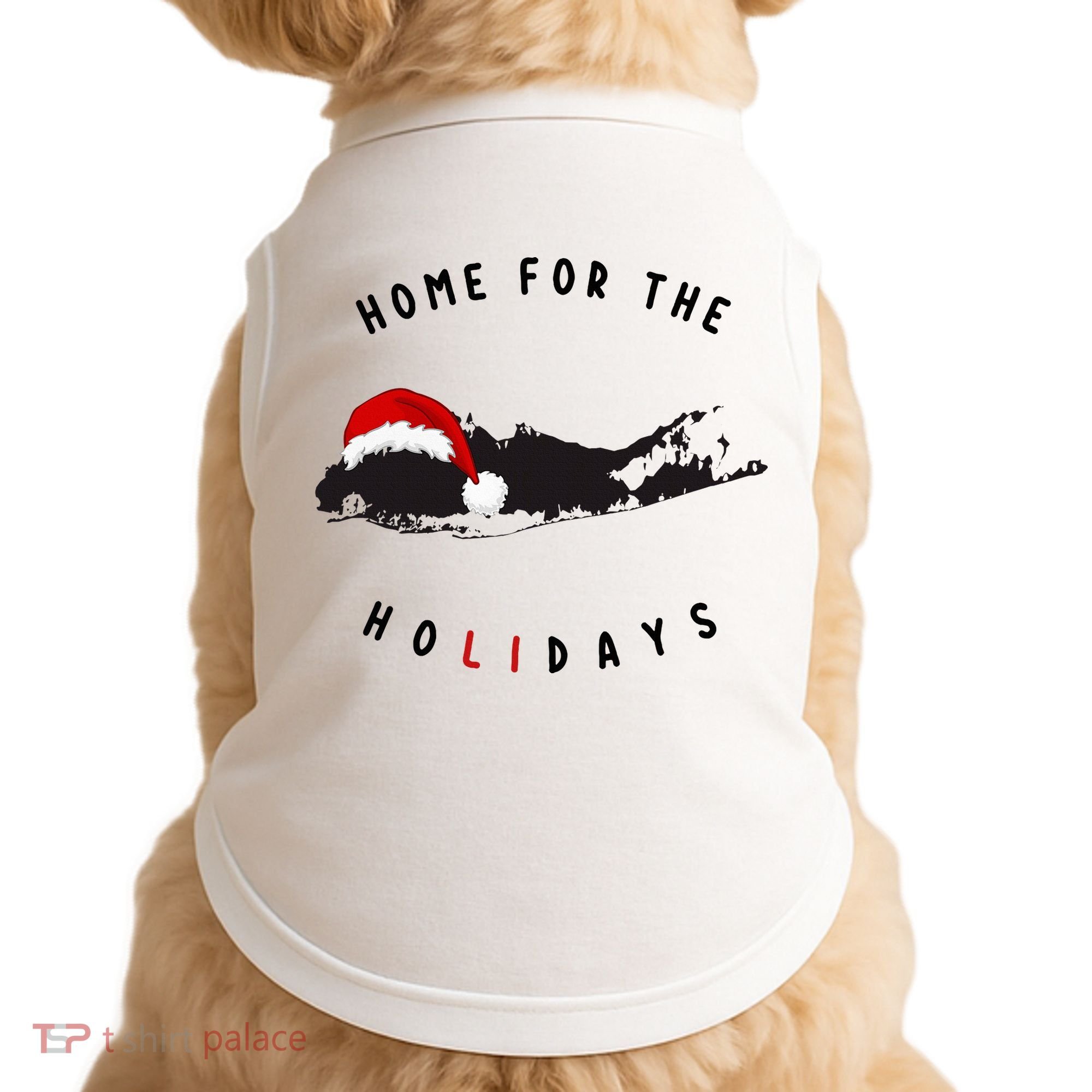 Long Island Christmas Long Island Map With Santa Hat Doggie Tank