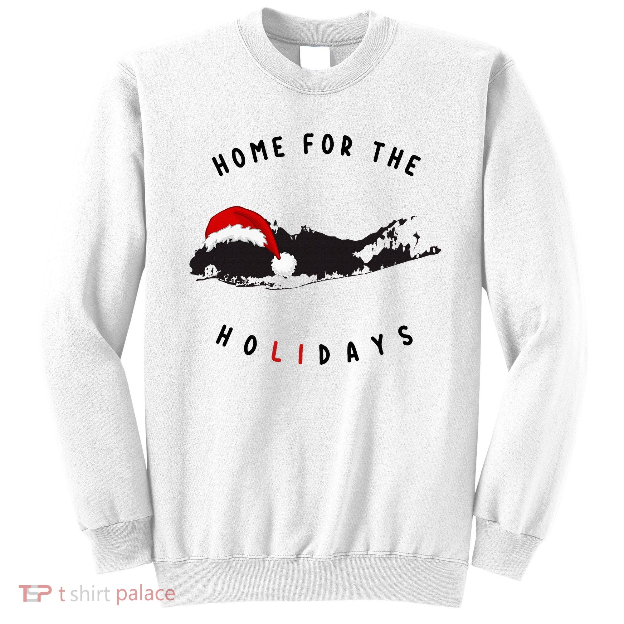 Long Island Christmas Long Island Map With Santa Hat Sweatshirt