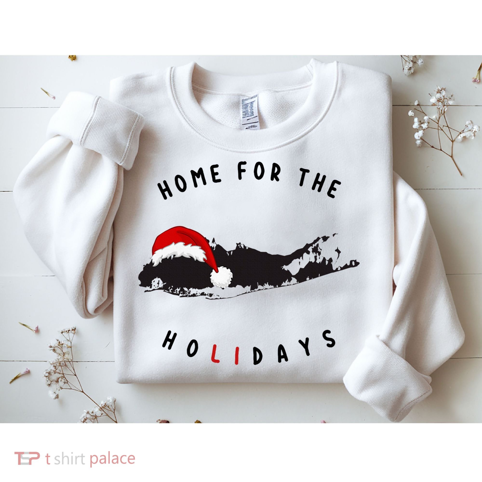Long Island Christmas Long Island Map With Santa Hat Sweatshirt