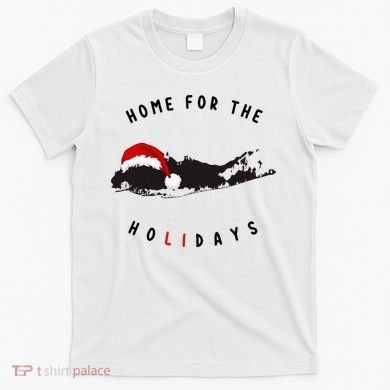 Long Island Christmas Long Island Map With Santa Hat T-Shirt