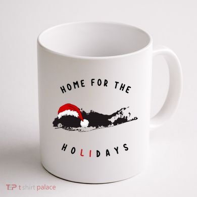 Long Island Christmas Long Island Map With Santa Hat Coffee Mug back