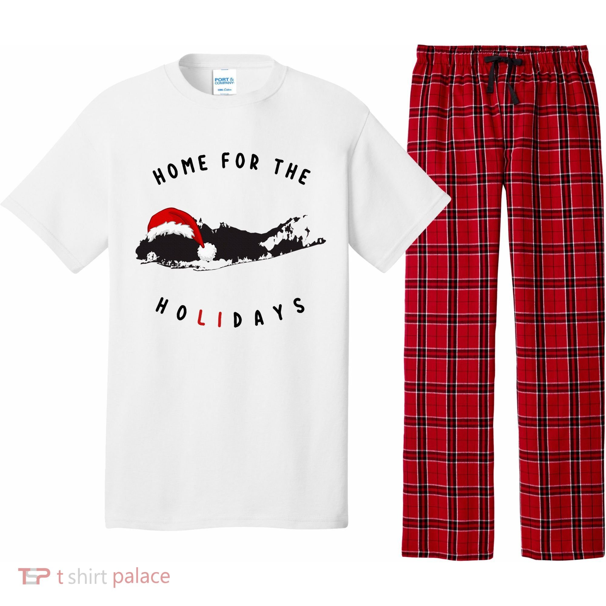 Long Island Christmas Long Island Map With Santa Hat Pajama Set