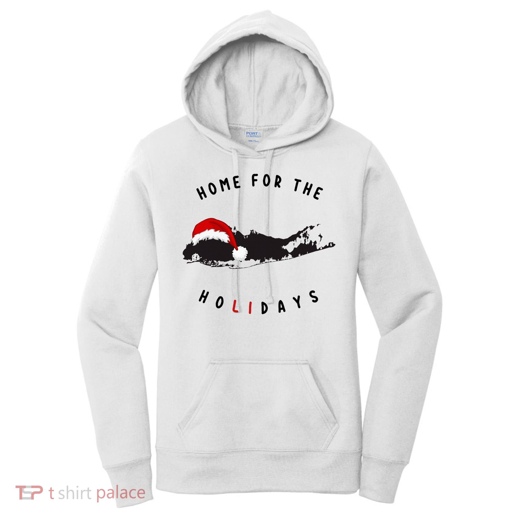 Long Island Christmas Long Island Map With Santa Hat Women's Hoodie