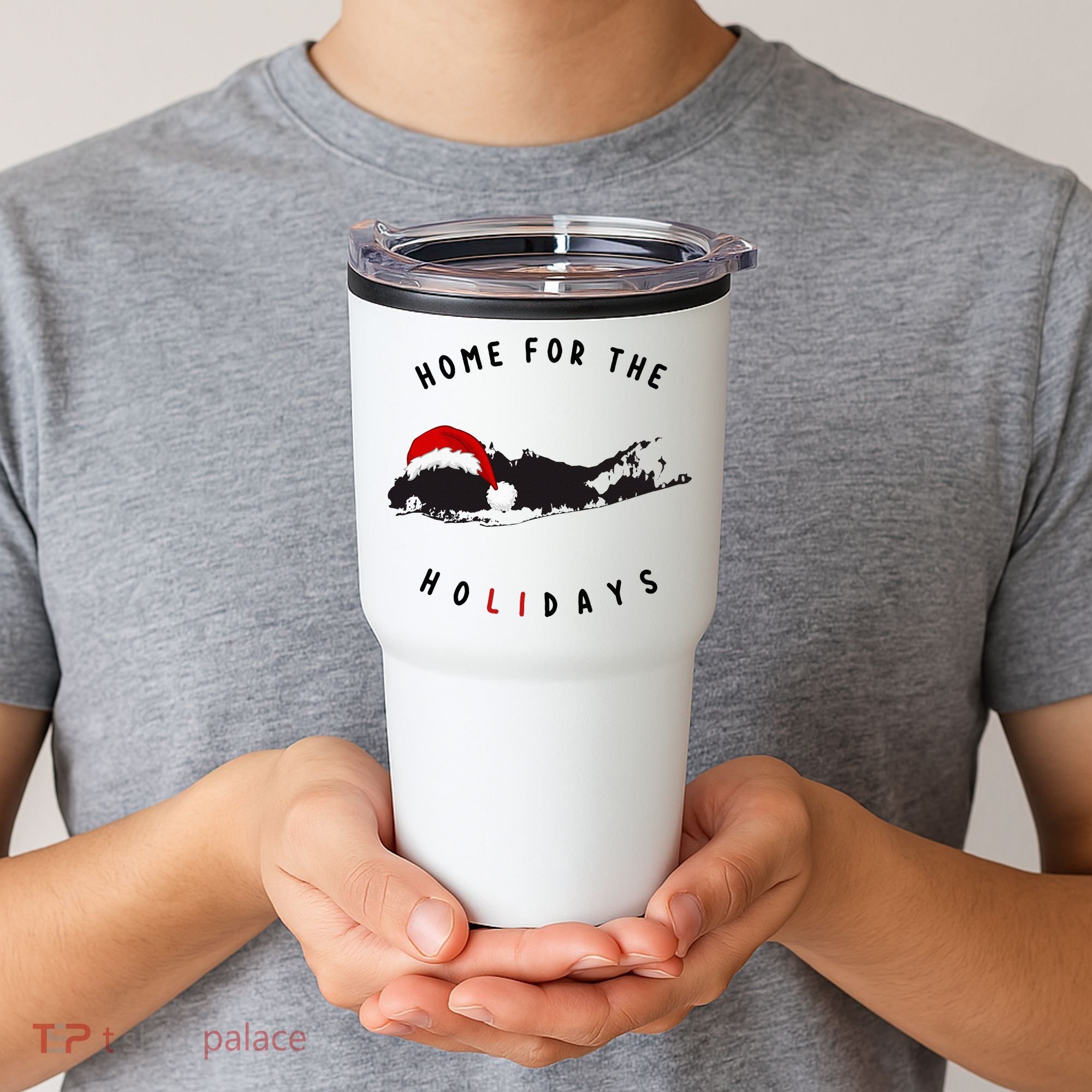 Long Island Christmas Long Island Map With Santa Hat Tumbler